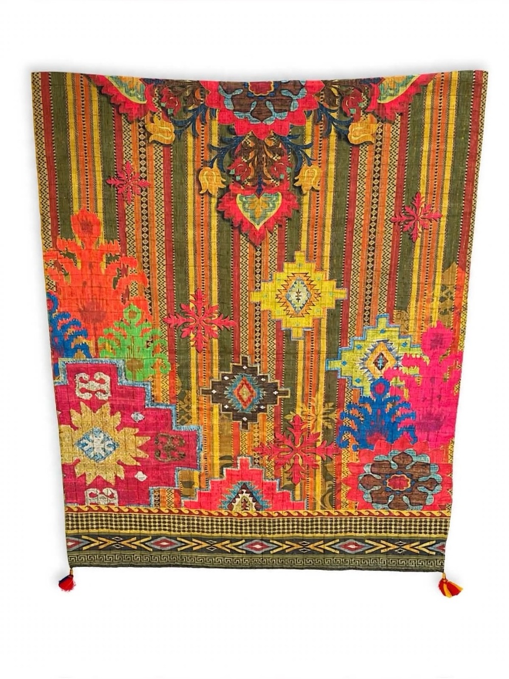 Boho Colorful Southwest Aztec Tribal Tapestry Throw Wall Hanging with Tassels